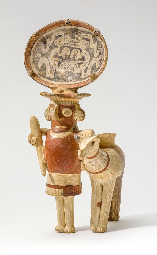 Figure with "Moon Animal" Headdress and Llama