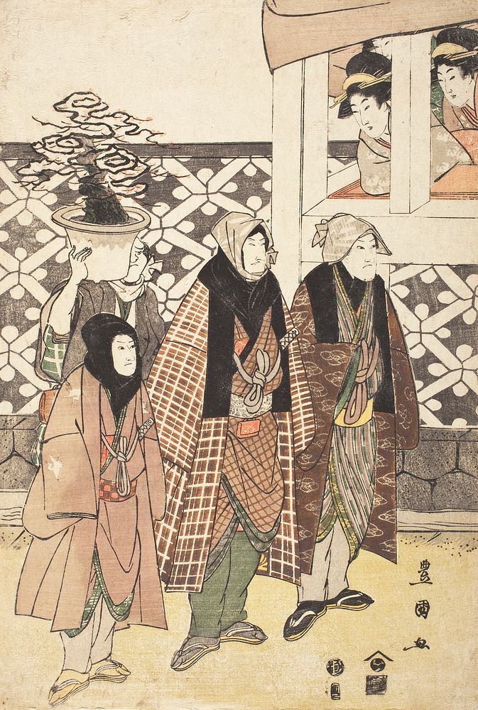 Actors with a Bonsai Tree by Utagawa Toyokuni I