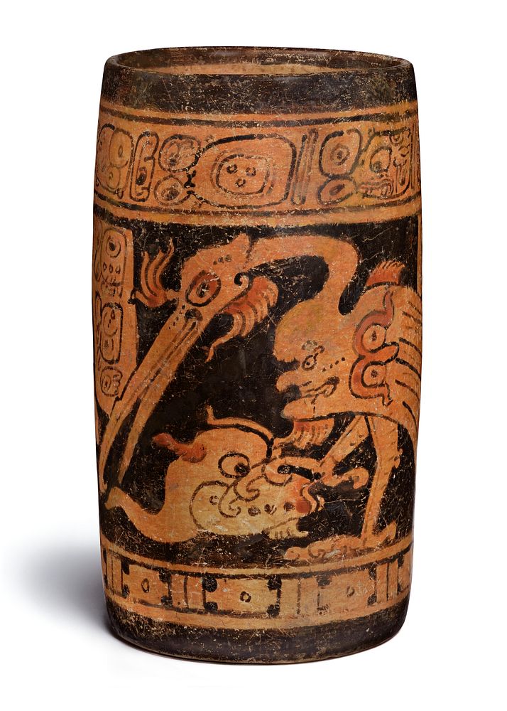 Cylinder Vessel with Cormorants and Fish