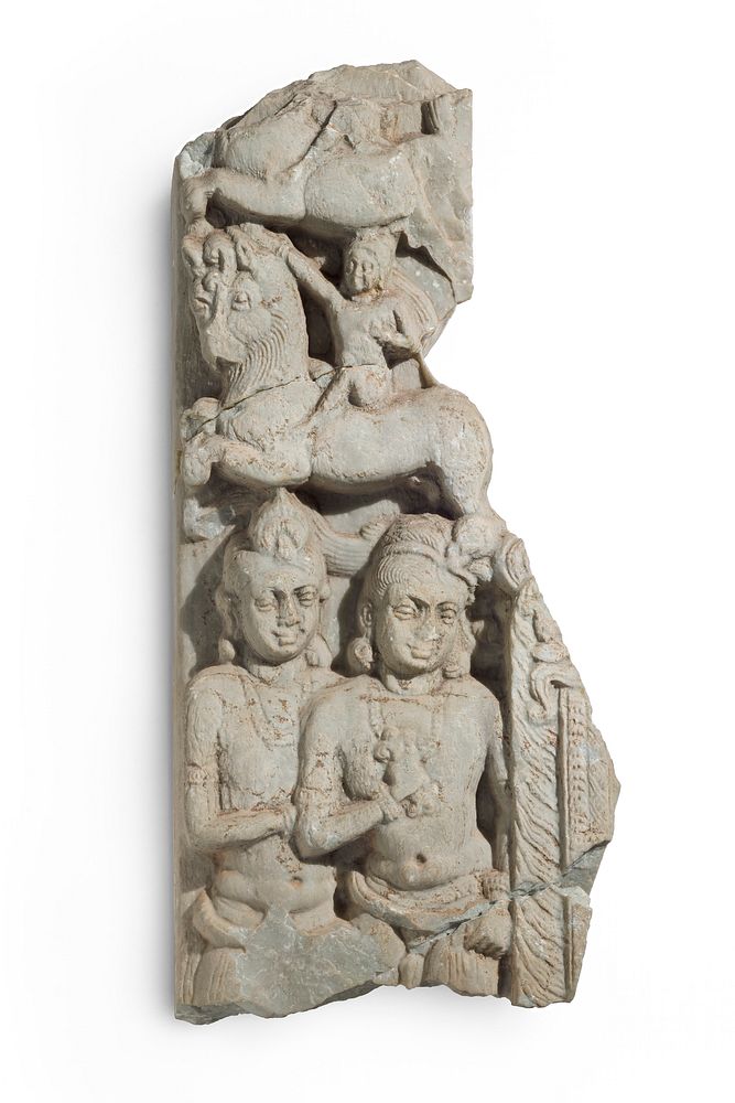 The Bodhisattva Vajrapani and a Devotee, Fragment of the Worship of the Fiery Pillar