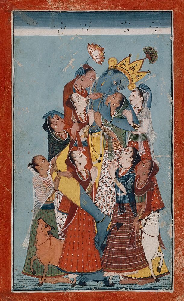 Gopis Clinging to Krishna by Master at the Court of Mandi
