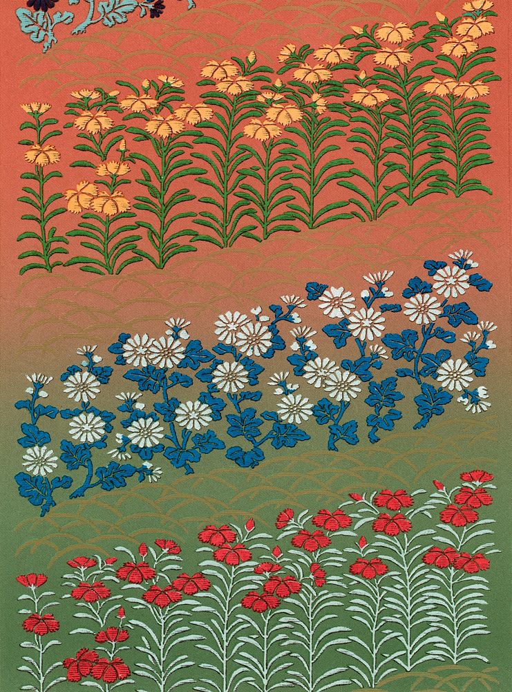 Japanese flower fan pattern by G.A. Audsley-Japanese illustration. Public domain image from our own original 1884 edition of…