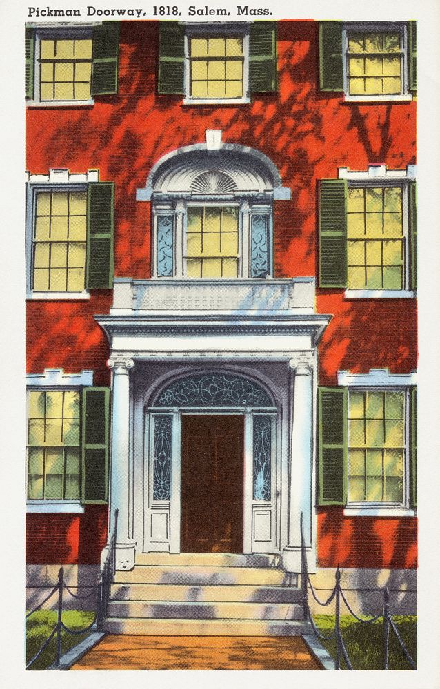 Pickman doorway, 1818, Salem, Mass. (1930&ndash;1945) chromolithograph.  Original public domain image from Digital…