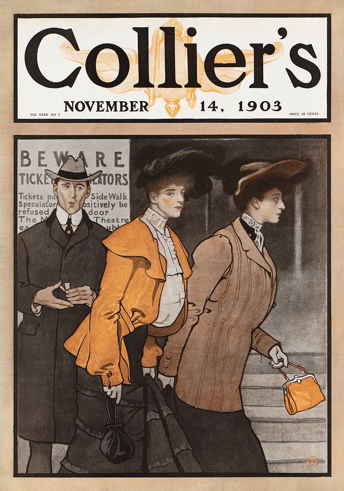 Collier's November 14 (1903) chromolithograph by Edward Penfield.  Original public domain image from Digital Commonwealth.…
