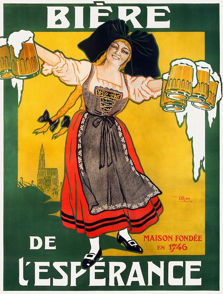 Biere de l'Esperance, Beer of Hope (2012) chromolithograph by AlfvanBeem. Original public domain image from Wikipedia.…