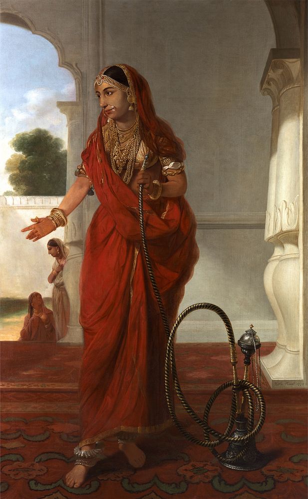 A Woman of the Court at Faizabad, India (1772) oil painting by Tilly Kettle. Original public domain image from Yale Center…