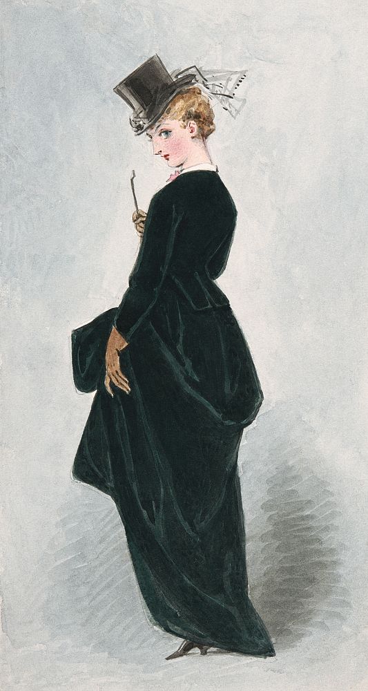Lady in Green Dress (1858&ndash;1905), vintage woman illustration by Adelaide Claxton. Original public domain image from…