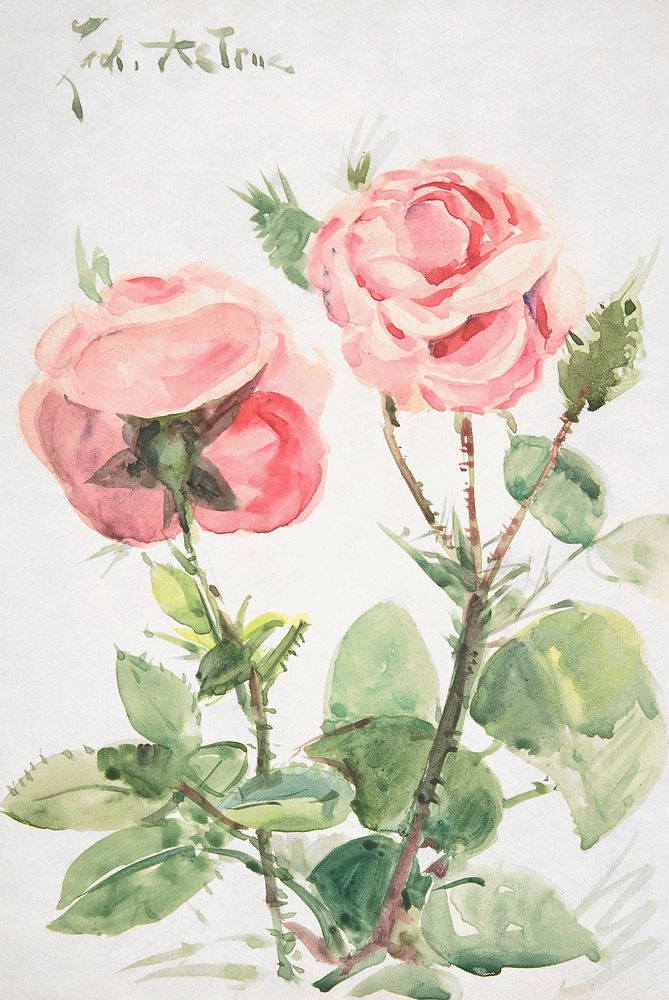 Two Roses (1884&ndash;1904) watercolor art by Zacharie Astruc. Original public domain image from The MET Museum. Digitally…