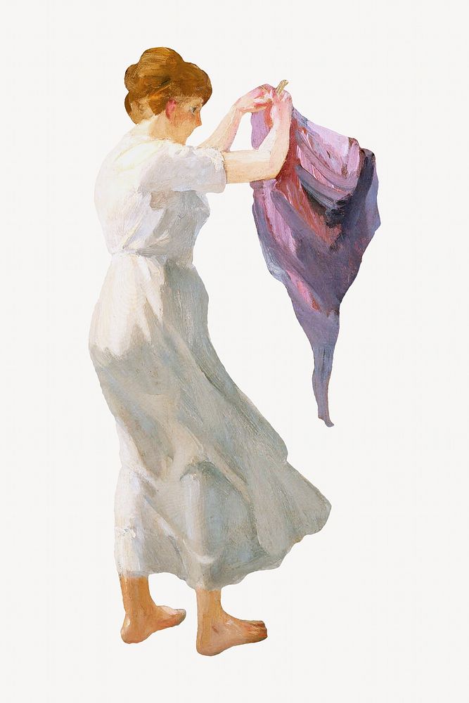 Vintage woman in white dress illustration. Remixed by rawpixel.