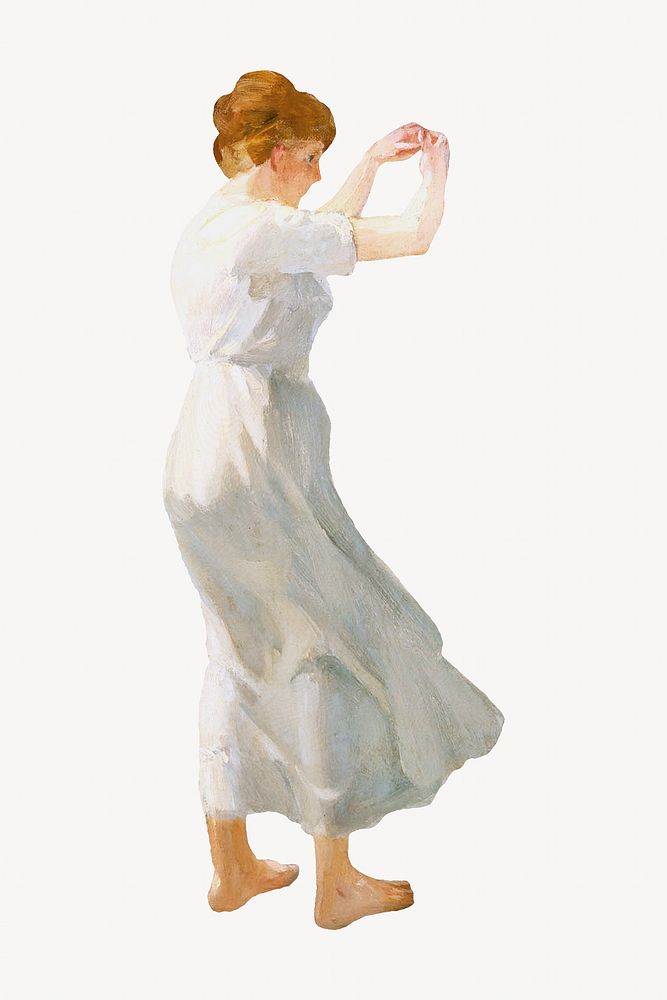 Vintage woman in white dress illustration. Remixed by rawpixel.