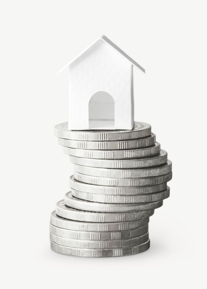 House savings coin stack isolated object psd