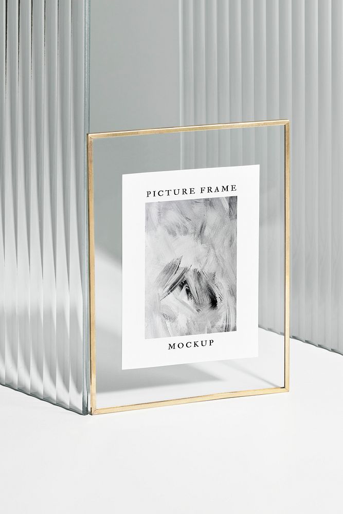 Picture frame mockup psd with gold frame