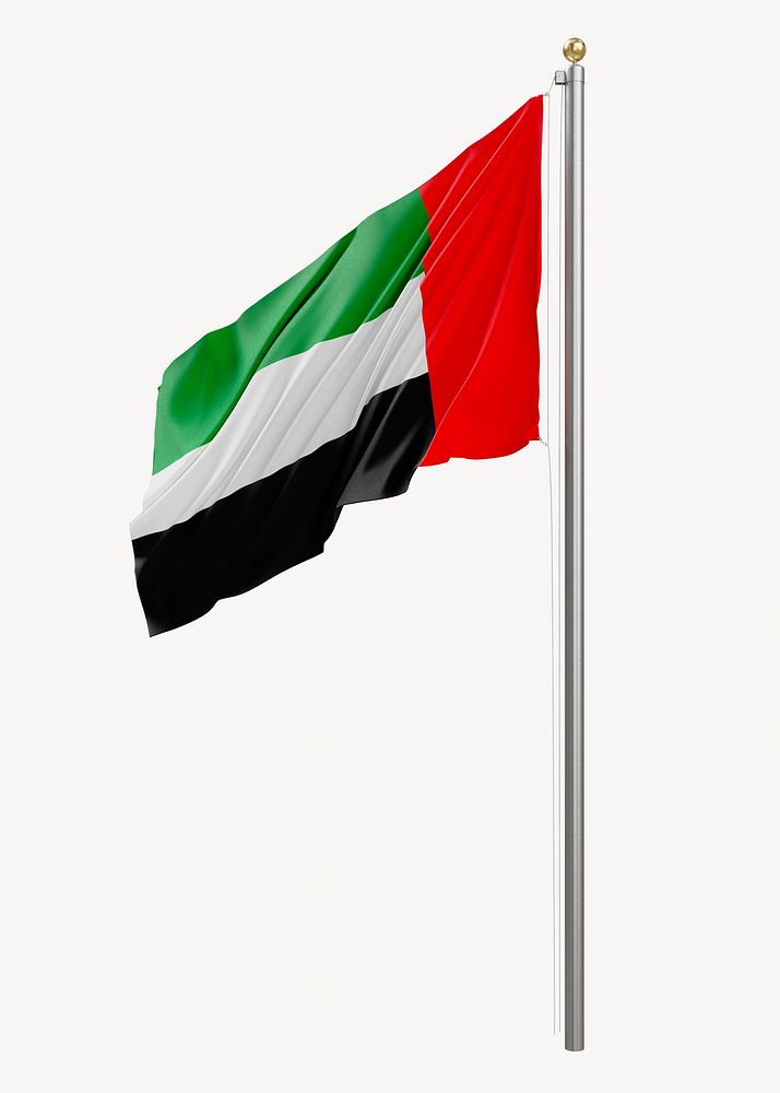 Flag of United Arab Emirates on pole