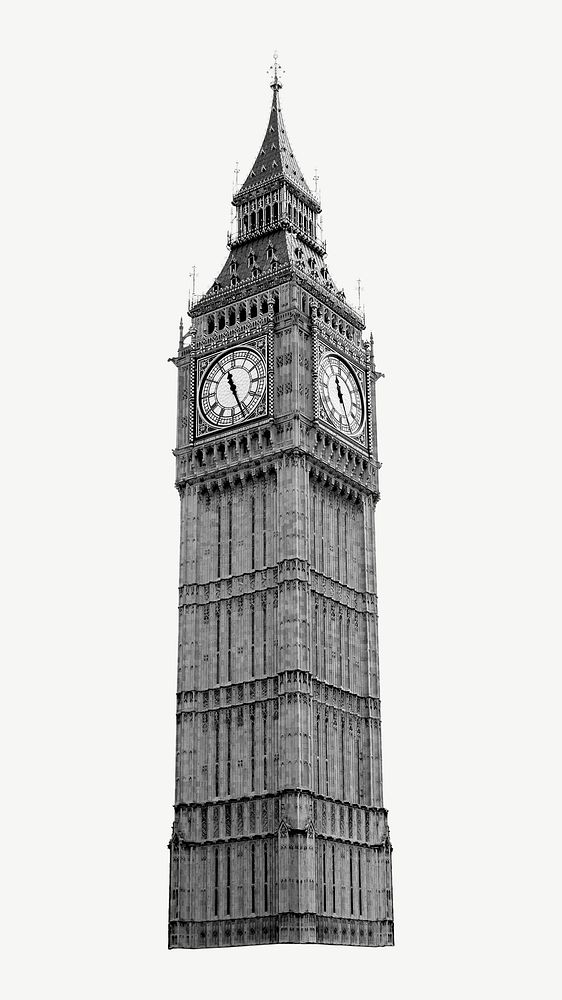 Big Ben the great bell clock collage element psd