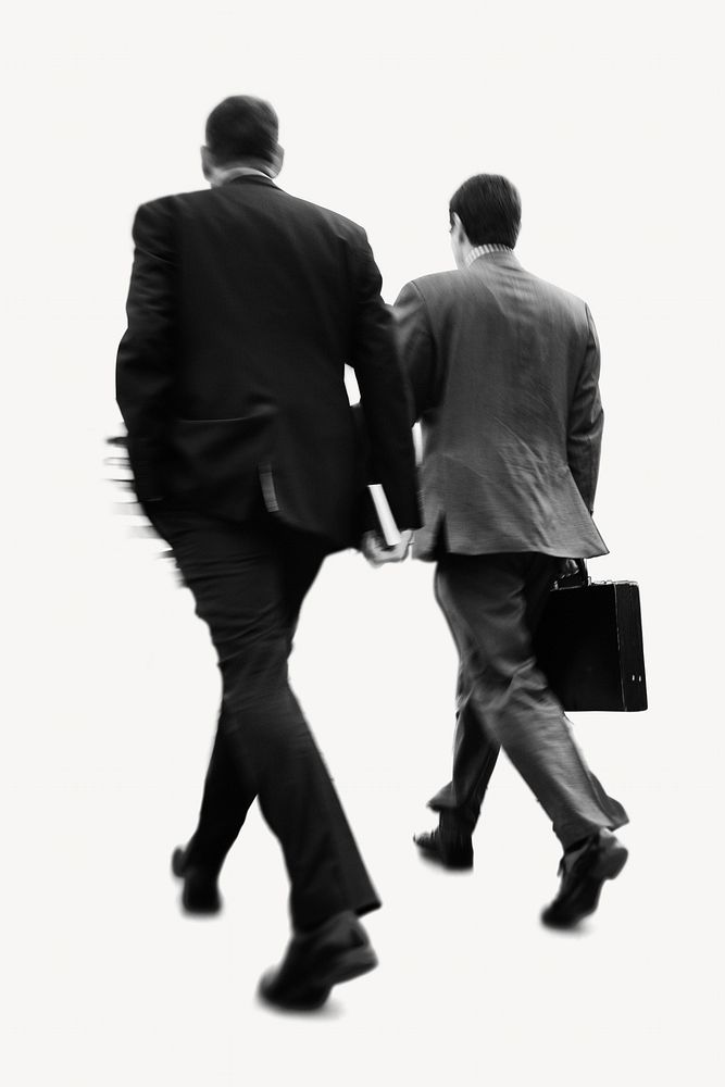 Blurred scene businessmen rushing in black and white