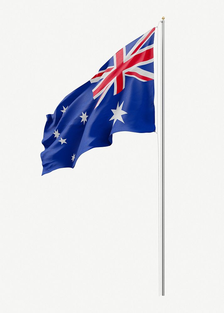 Australian flag on pole collage element psd