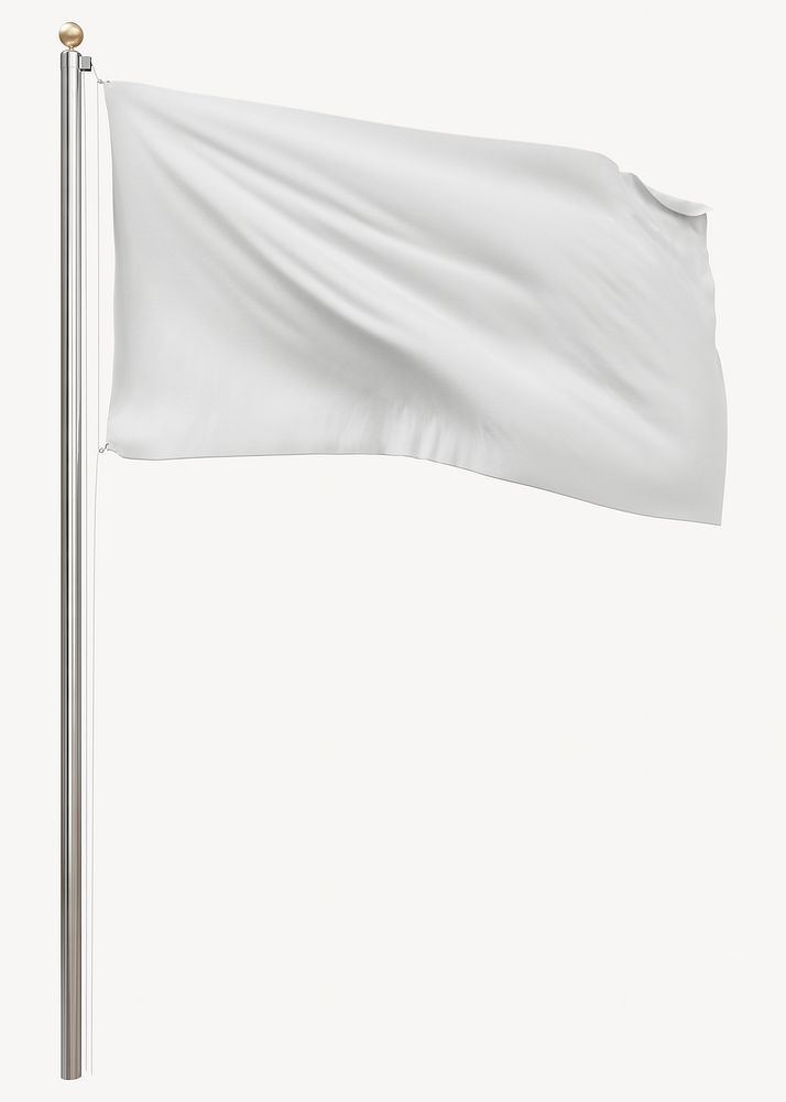 White flag on pole on white background