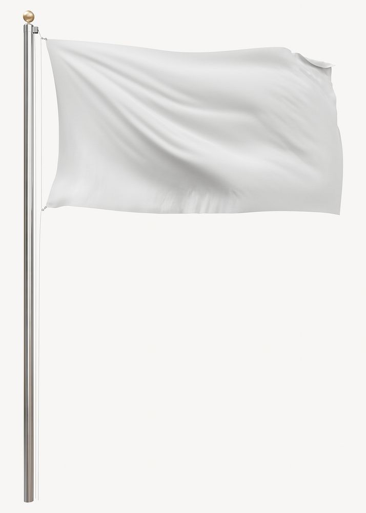 White flag on pole white background