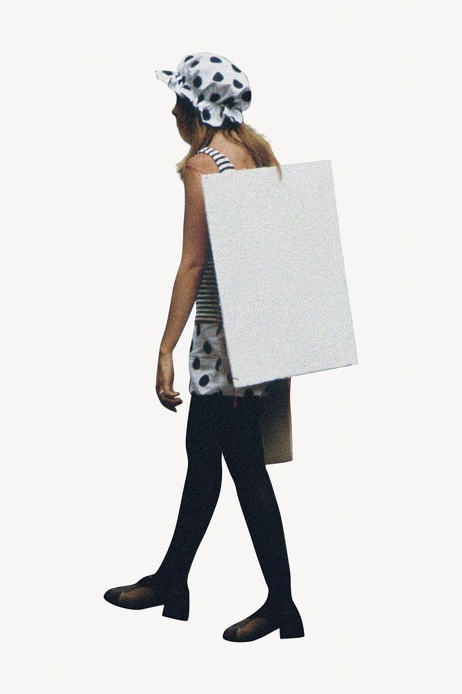 Woman with blank placard board 