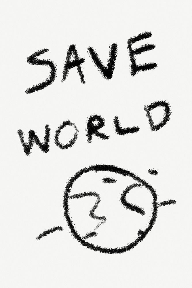 Save world doodle collage element psd