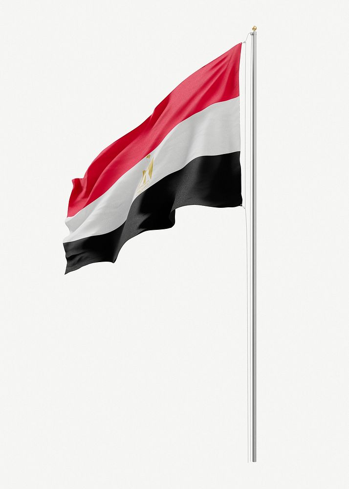 Egyptian flag on pole collage element psd