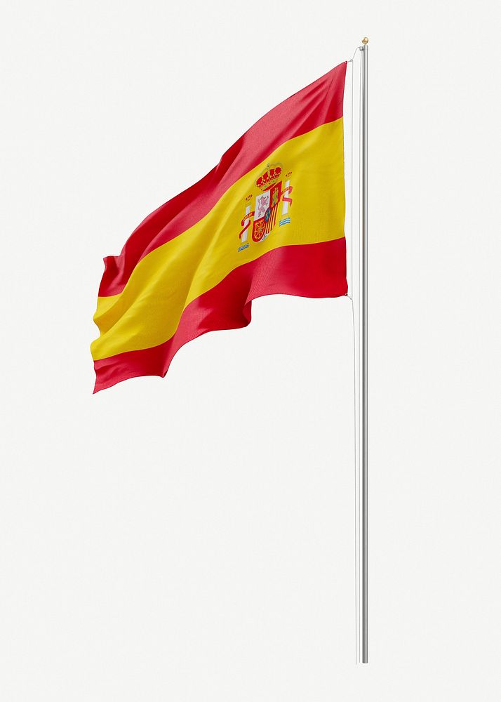 Spanish flag on pole collage element psd