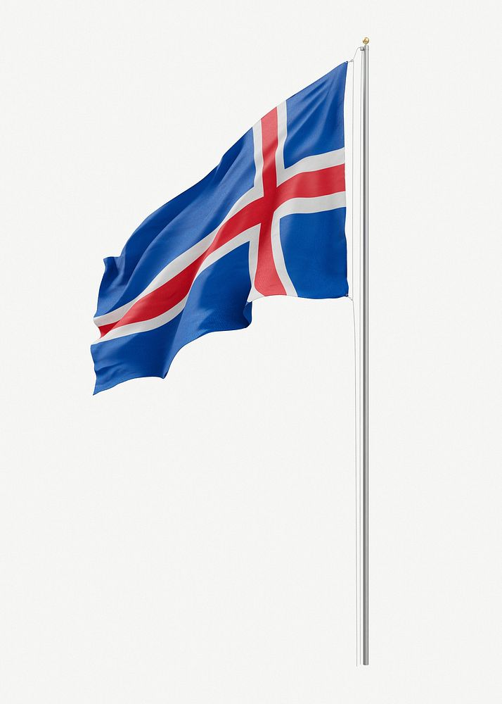 Flag of Iceland collage element psd