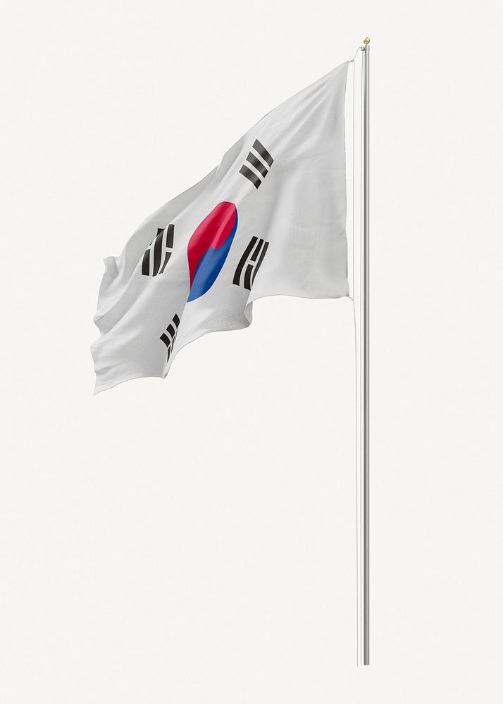 Flag of South Korea on pole