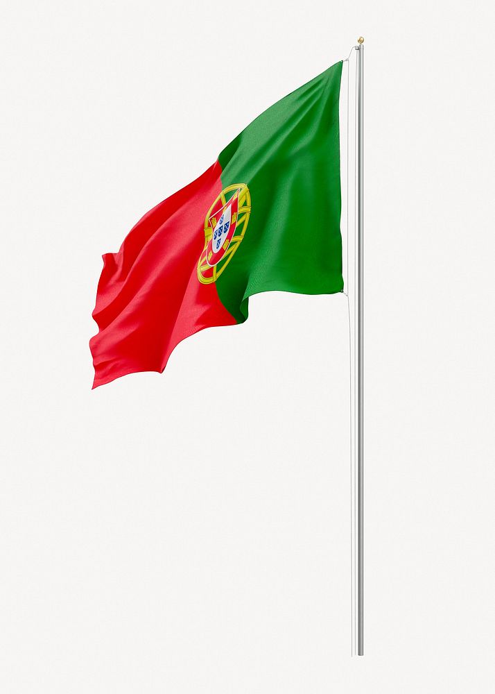 Flag of Portugal on pole