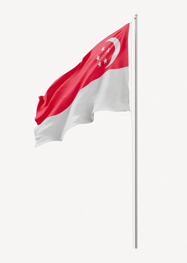 Flag of Singapore on pole