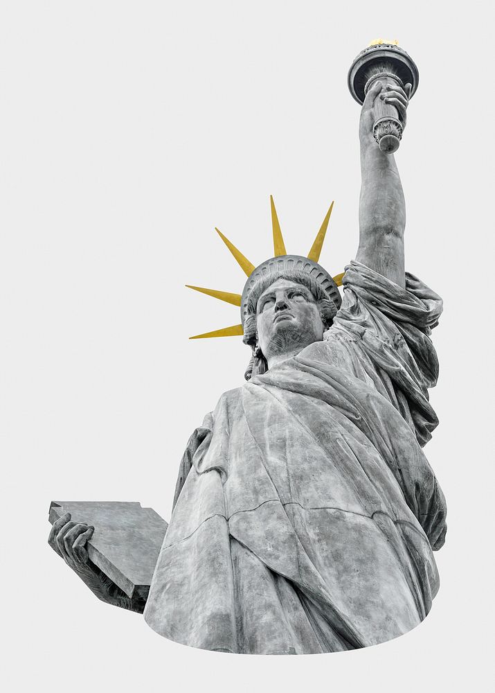 Statue of Liberty black & white collage element psd