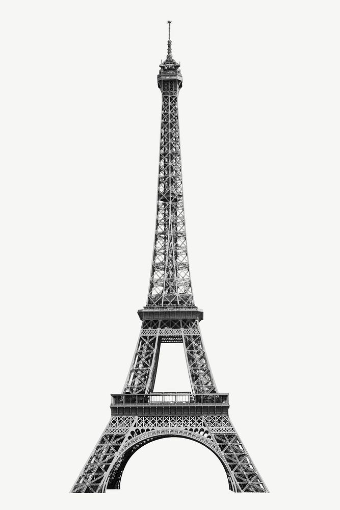 Paris Eiffel Tower in black & white collage element psd