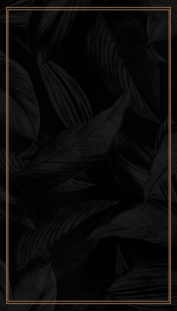 Black botanical gold frame iPhone wallpaper background