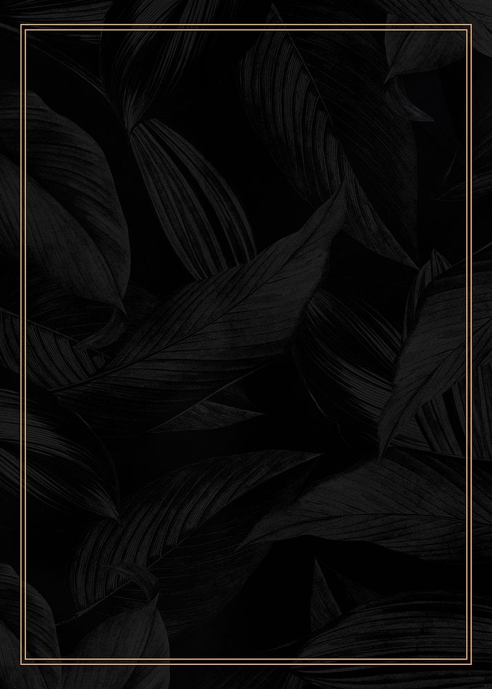 Black botanical gold frame background design