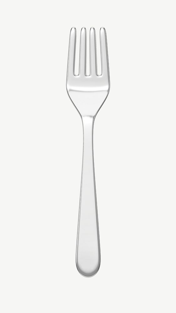 3D fork cutlery, collage element psd