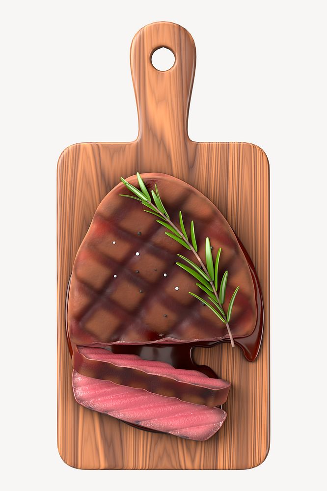3D grilled beef steak, element illustration