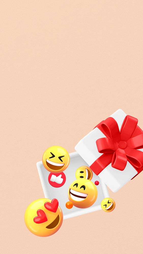 Happy emoticons iPhone wallpaper, 3D illustration