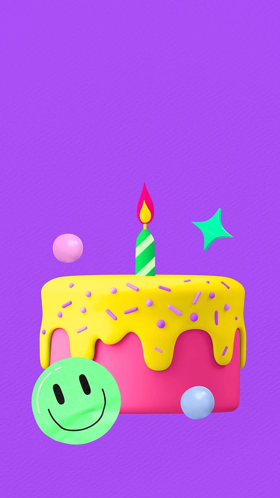 3D birthday cake iPhone wallpaper