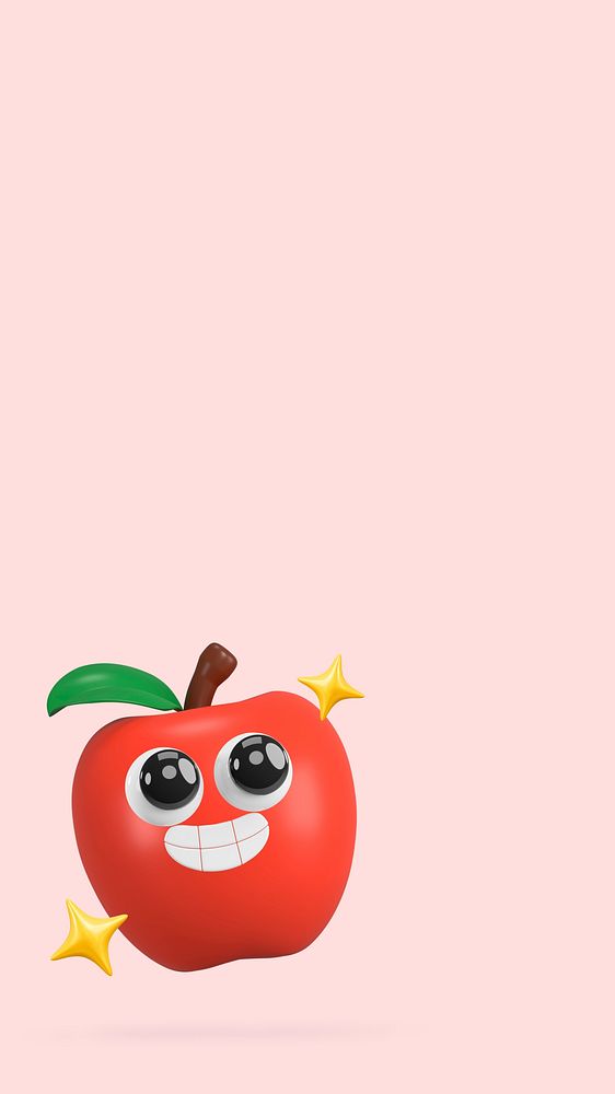 3D red apple iPhone wallpaper, fruit illustration