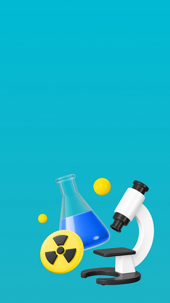 Radiation flask chemical iPhone wallpaper, 3D illustration