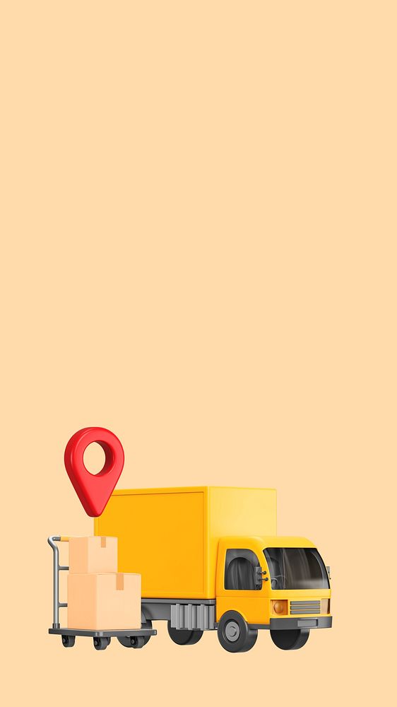 Logistic truck iPhone wallpaper, 3D illustration
