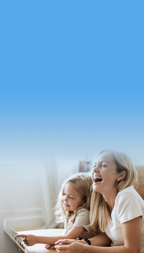 Mom and daughter laughing iPhone wallpaper