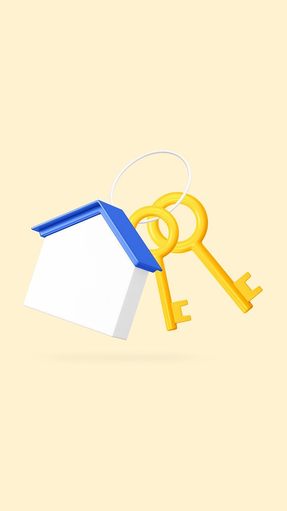 3D house and key, element illustration