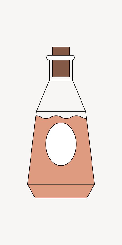 Brandy bottle, alcoholic drink collage element vector