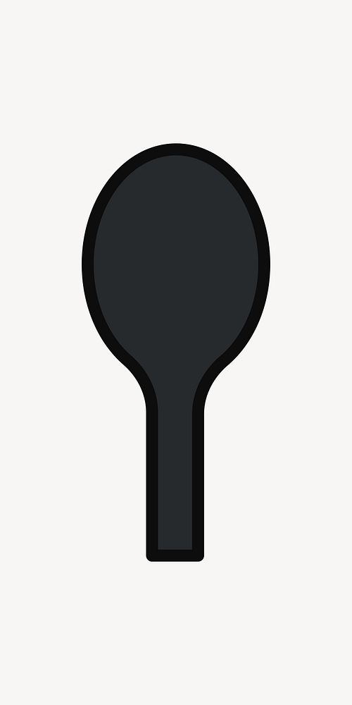 Black spoon, flat object illustration