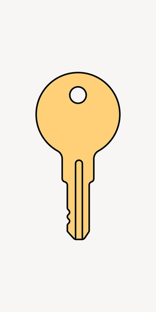 Yellow key, flat object collage element vector