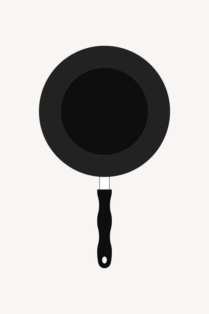 Black frying pan illustration collage element vector