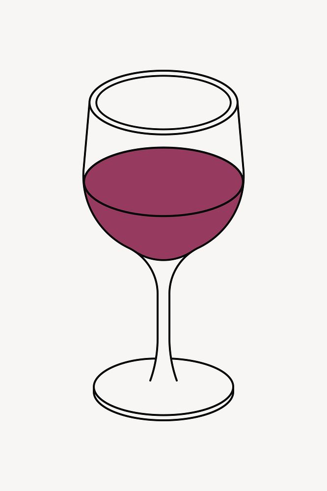 Glass of red wine, flat illustration