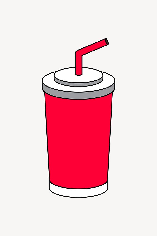 Red soda cup, flat collage element vector