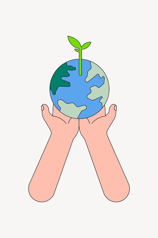 Hands presenting Earth, environment illustration